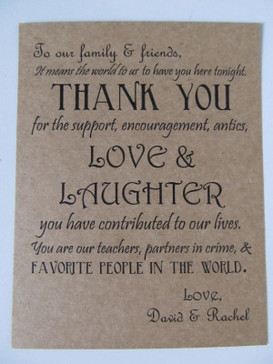 Thank You Quotes For Weddings Favors ~ Wedding Thank You Card - guests ...