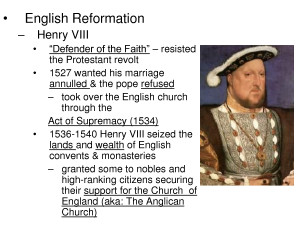 Henry Viii The Anglican Church And Catholic Reformation