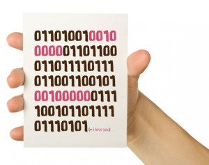 Binary Code Greeting Card - I Love You in Binary - Chocolate and Pink ...