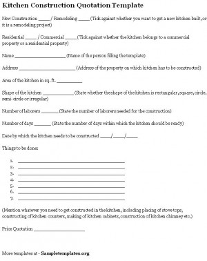 Kitchen Construction Quotation Template