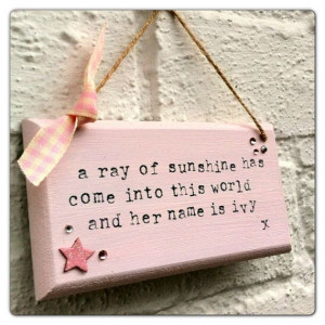 Ray of sunshine new baby quote shabby chic plaque / wall hanging