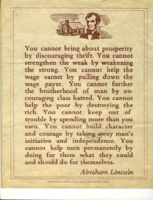 Abe Lincoln on Prosperity Translation no welfare (it was never meant ...
