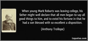 When young Mark Robarts was leaving college, his father might well ...