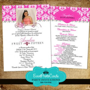Modern Quinceanera Invitation Pink Party Sweet Pic #22