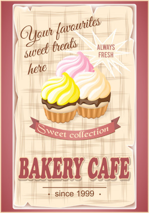 Vintage Bakery Cafe Poster Cover...