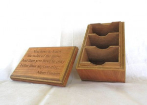 Carved 3 Deck Cherry Wood Box With Quote for Magic by FoxAndDragon, $ ...