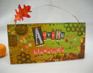 autumn blessings fall harvest art w ooden signs original mixed media ...