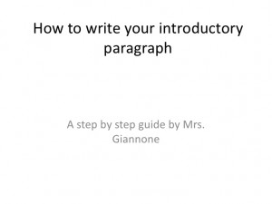 How To Write Your Introductory Paragraph