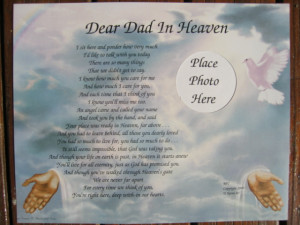 Dear Dad, (Mom, Son, Daughter, etc) in Heaven Personalized Poem