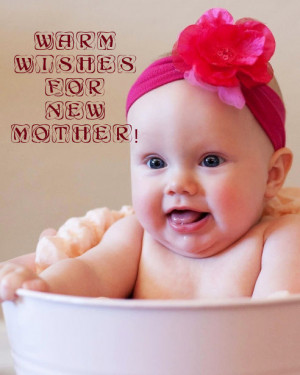 Newborn greeting ecard with a little girl smiling and with wishes
