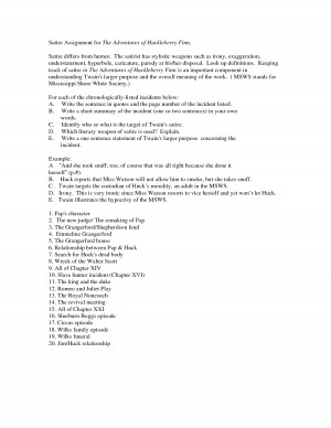 Satire Assignment for The Adventures of Huckleberry Finn. - PDF by ...