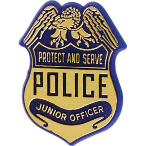 Police Badge-shaped Plastic Lapel Pin With 
