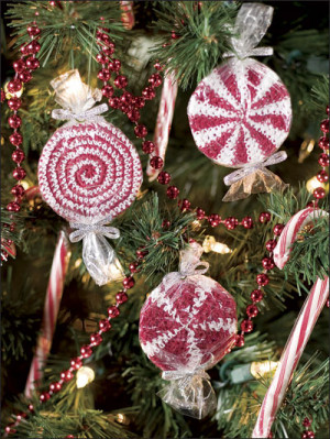 Crochet – Christmas Patterns – Peppermint Candy Ornaments