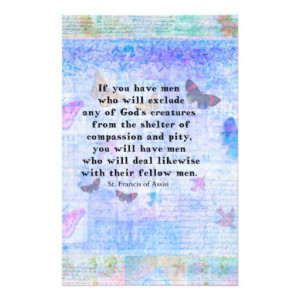 St. Francis of Assisi quotation about animals Customized Stationery