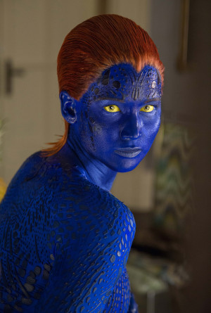 Jennifer Lawrence como Mystique en X-Men.