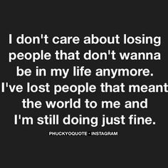 ... lost people that meant the World to me and I'm still doing Just Fine