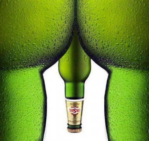 ... beer commercials - Green bottles that look like thighs and penis