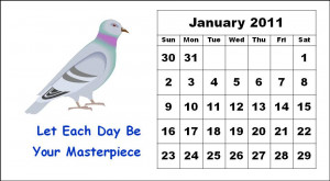 ... Free Monthly Calendar 2011 January with cute cartoon bird animal