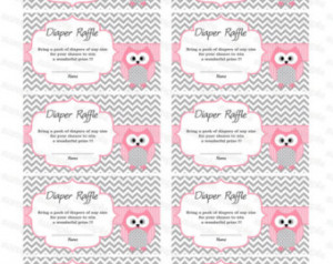 Owl Baby Shower Diaper Raffle Ticke t Diaper Raffle Card Diapers ...