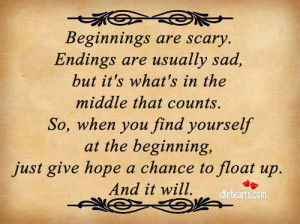 Home » Quotes » Beginnings Are Scary. Endings Are Usually Sad….