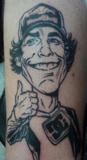 Travis Pastrana caricature tattoo