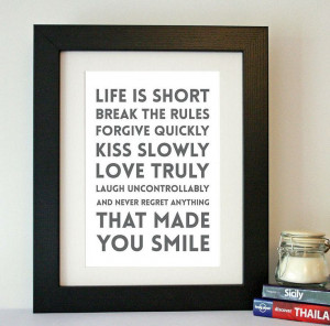 life is short' inspirational quote print by hope and love ...