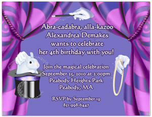 Magic birthday party invitation wording ideas