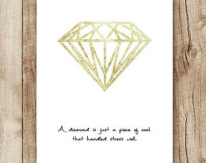 diamond quote wall art gold, motiva tional quotes instant download ...