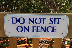 sitting on the fence.