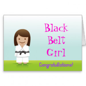 Martial Arts Black Belt Girl Congratulations Card