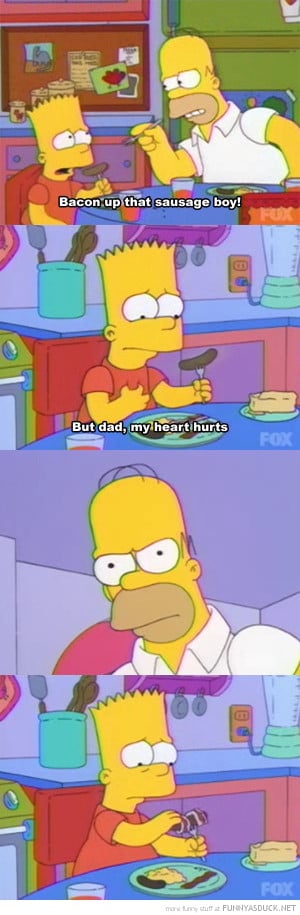 simpsons tv scene bart homer bacon sausage boy funny pics pictures pic ...