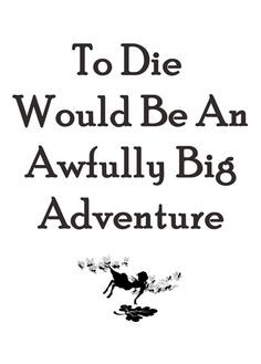 to die would be an awfully big adventure ~ Peter Pan More