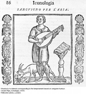 Renaissance woodcut of a lutenist