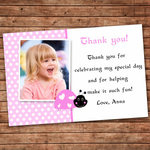 Cute Thank You Card Sayings Pink thank you card little