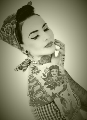 ... girl # tattoo girls # traditional tattoo # sailor jerry # rockabilly
