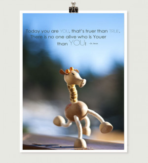 Giraffe figurine Photograph, Dr. Seuss quote, Happy Birthday You, 5x7 ...