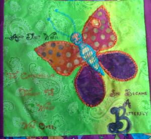 butterfly inspirational quote fabric painting