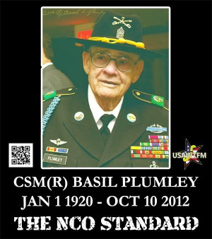 Command Sergeant Major Basil Plumley passed on today.