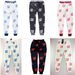 New 2015 hip hop Emoji joggers pants black white 100 Hundred Letter 3D