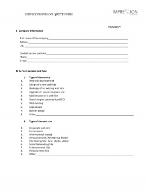 Quote for Website Design Service