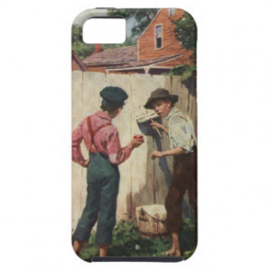 Illustration of Tom Sawyer Whitewashing a Fence iPhone 5 Cover
