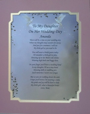 Details about TO MY DAUGHTER ON HER WEDDING DAY POEM PERSONALIZE GIFT