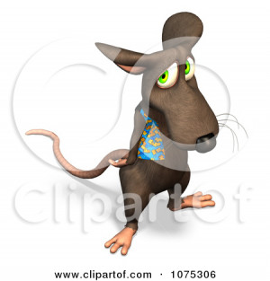 Clipart 3d Cute Happy Rat Wearing A Vest - Royalty Free CGI ...