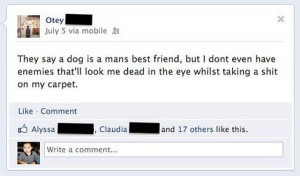 they say a dog is man’s best friend – funny facebook status