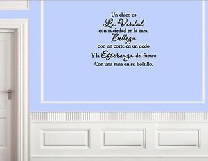 UN CHICO ES LA VERDAD Spanish Wall Decals Quotes Lettering Saying #S ...