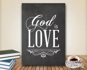 Chalkboard Art Bible Verse Wall Art,God is Love, Printable Scripture ...