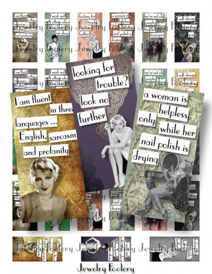 Vintage Cat's Meow Girl Quotes 1x2 Domino Collage Sheet Scrabble Tile ...