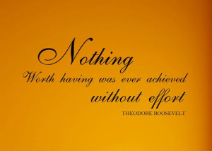 Nothing Worth Having... Vinyl Wall Decal Quote. 30w x 14h, D00126.