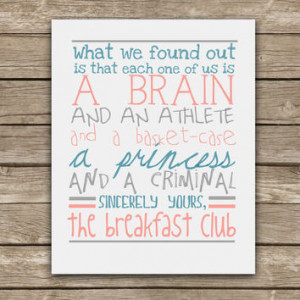 ... and a Criminal - The Breakfast Club Quote - Graphic Print - Wall Art