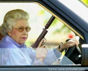 Funny Queen Elizabeth Gun NRA National Rifle Association joke picture